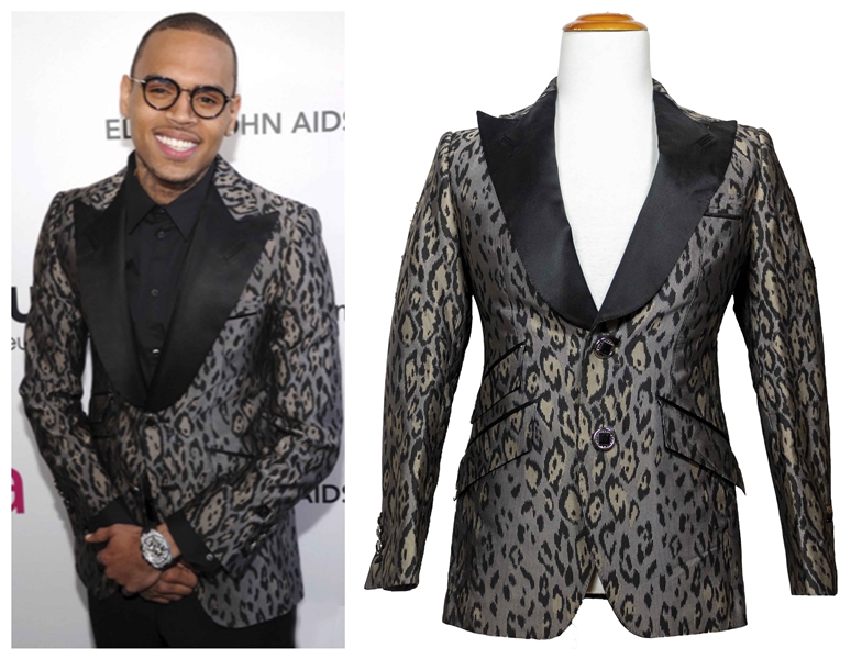 Chris Brown Worn Jacket to the 2013 Elton John AIDS Foundation Academy Awards Viewing Party